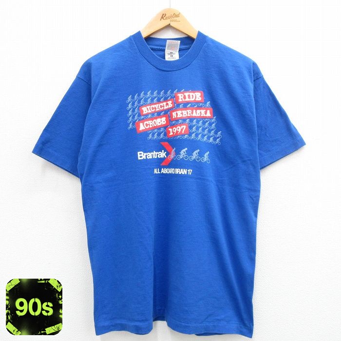 フルーツオブザルーム 90s 半袖Tシャツ 自転車 ブルー L | 古着