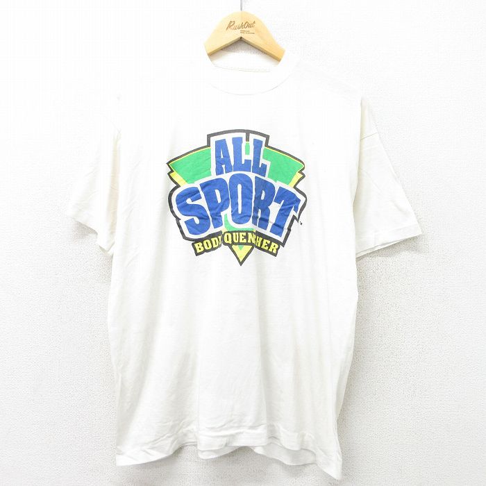M★古着 半袖 ビンテージ Tシャツ メンズ 80年代 80s オールスポーツ サッカー クルーネック 白 ホワイト 24mar08 中古