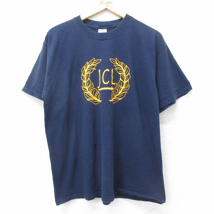 XL★古着 半袖 ビンテージ Tシャツ メンズ 00年代 00s JCL コットン クルーネック 紺 ネイビー 24mar09 中古