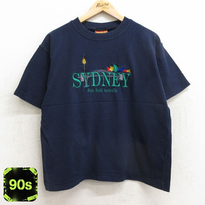 90s 半袖Tシャツ シドニー刺繍 ネイビー L | 古着