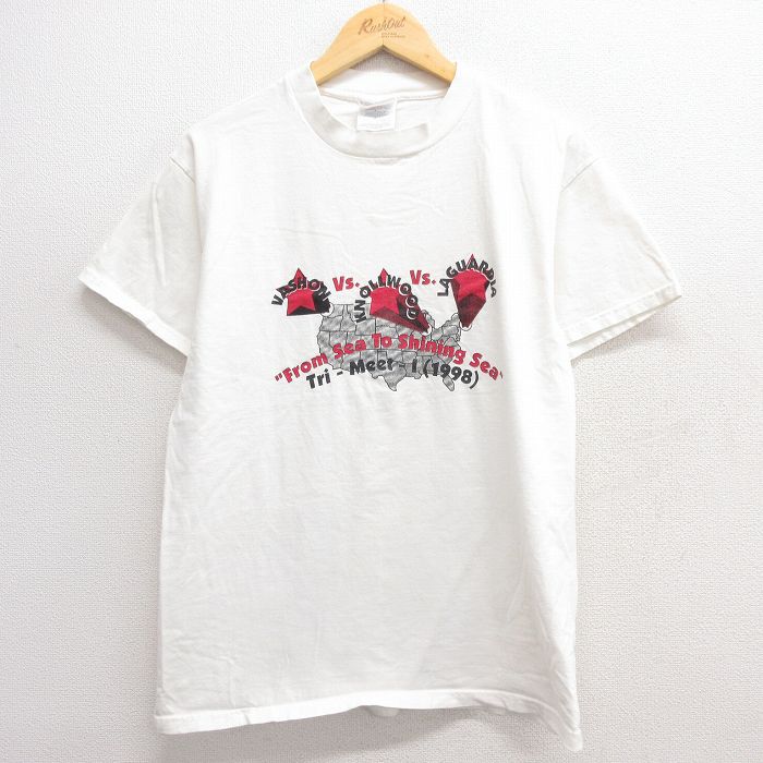 L★古着 ヘインズ Hanes 半袖 ビンテージ Tシャツ メンズ 00年代 00s VASHON KNOLLWOOD 星 コットン クルーネック 白 ホワイト 24mar14 中古