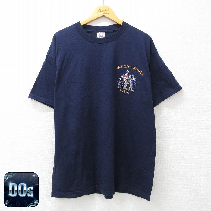 00s 半袖Tシャツ 星条旗 ネイビー XL | 古着
