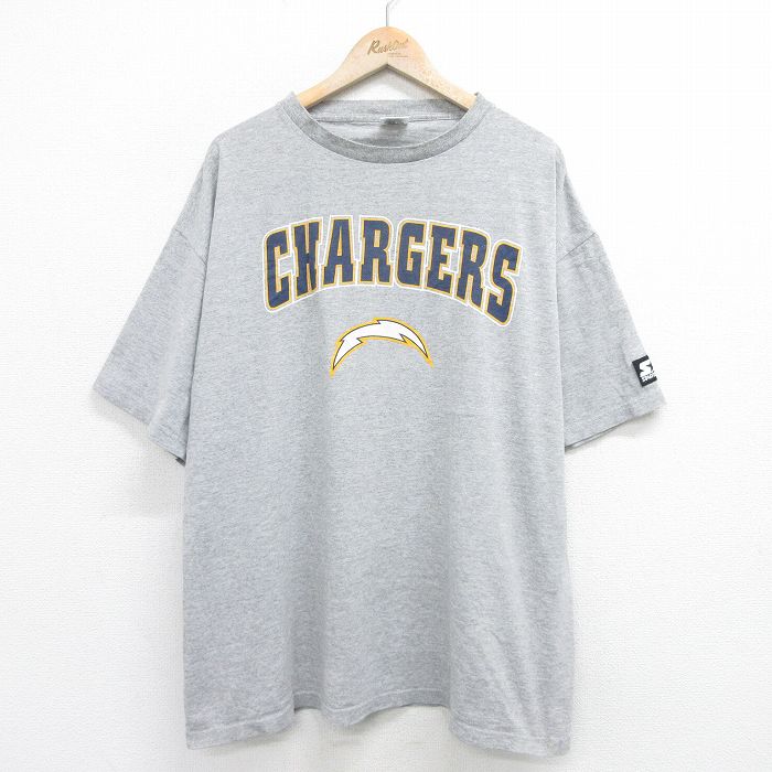【50%OFF】XL★古着 スターター STARTER 半袖 ビンテージ Tシャツ メンズ 90年代 90s NFL サンディエゴチャージャーズ 大きいサイズ コットン クルーネック USA製 グレー 霜降り アメフト スーパーボウル 24mar16 中古
