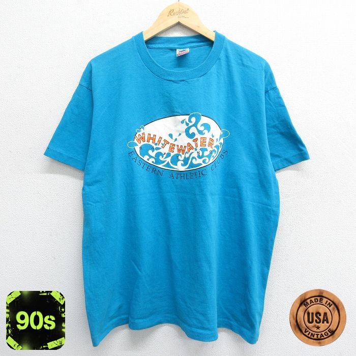 フルーツオブザルーム 90s 半袖Tシャツ ホワイトウォーターラフティング ライトブルー XL | 古着