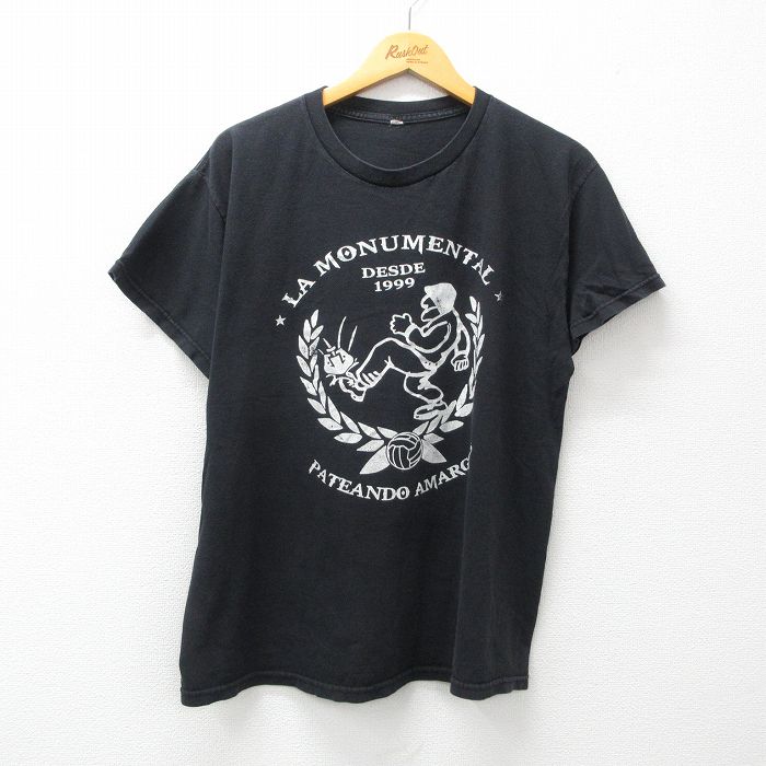 L★古着 半袖 ビンテージ Tシャツ メンズ 90年代 90s ラモニュメンタル クルーネック 黒 ブラック 24mar16 中古