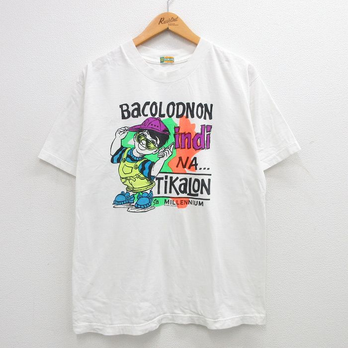 00s 半袖Tシャツ BaCOLODNON ホワイト L | 古着