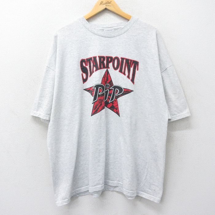 XL★古着 ヘインズ Hanes 半袖 ビンテージ Tシャツ メンズ 00年代 00s STARPOINT PIP バレーボール 大きいサイズ クルーネック 薄グレー 霜降り 24mar18 中古