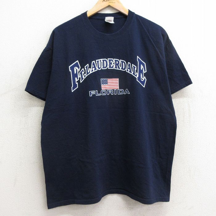フルーツオブザルーム 00s 半袖Tシャツ フォートローダデール ネイビー XL | 古着