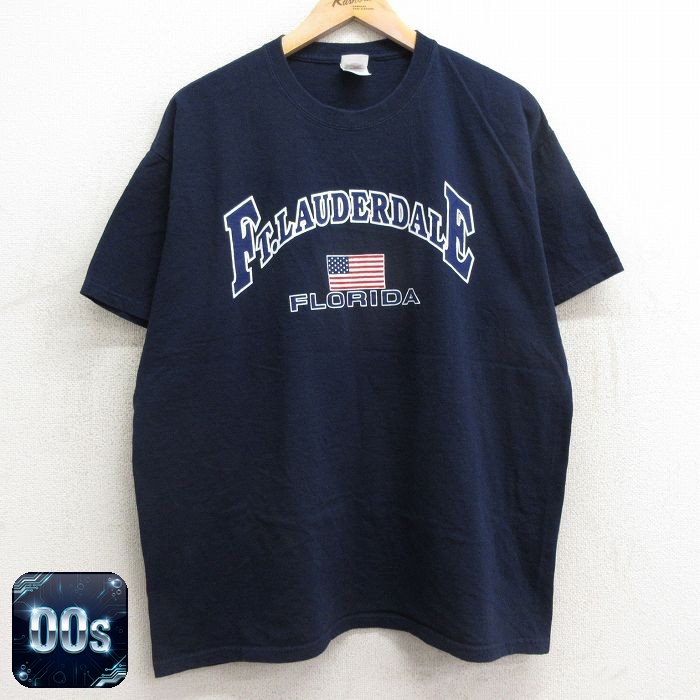 フルーツオブザルーム 00s 半袖Tシャツ フォートローダデール ネイビー XL | 古着