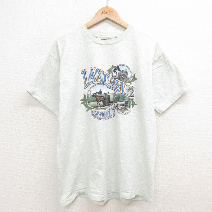 【50%OFF】フルーツオブザルーム 90s 半袖Tシャツ ランカスター汽車 グレー XL | 古着