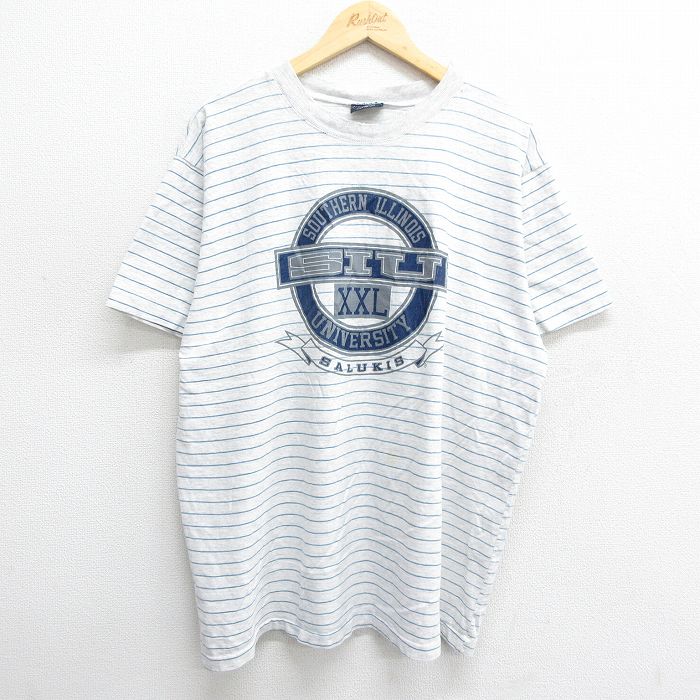 【50%OFF】ジャンスポーツ 90s 半袖Tシャツ サザンイリノイカレッジ グレー XL | 古着