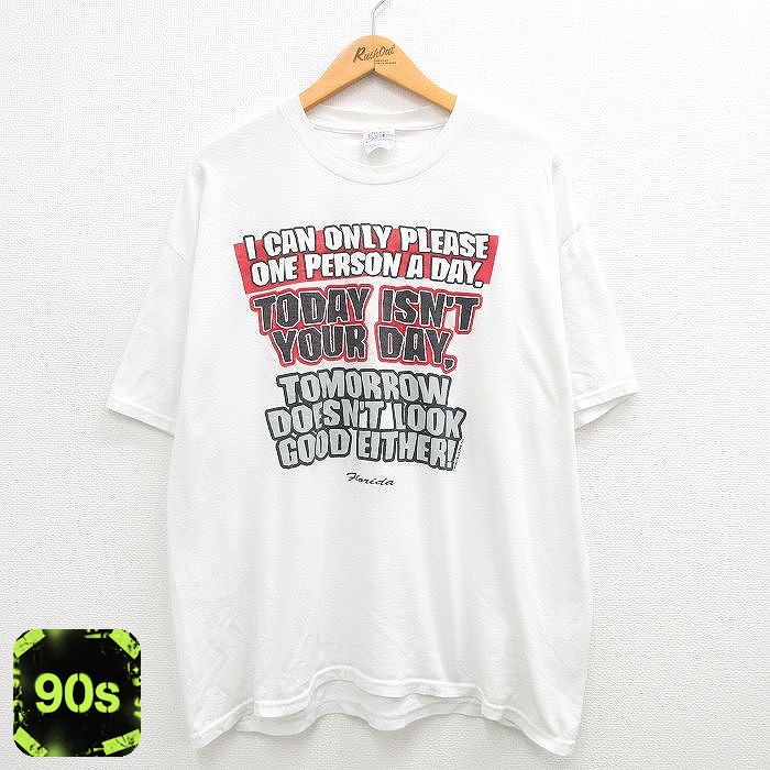 ヘインズ 90s 半袖Tシャツ フロリダメッセージ ホワイト メンズXL相当 | 古着