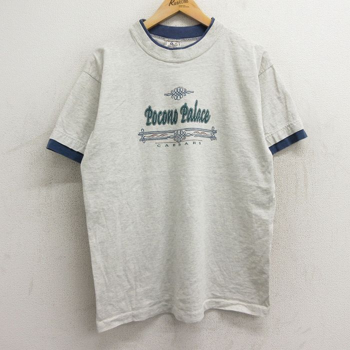 L★古着 半袖 ビンテージ Tシャツ メンズ 90年代 90s ポコノ place コットン クルーネック USA製 薄グレー 霜降り 24mar23 中古