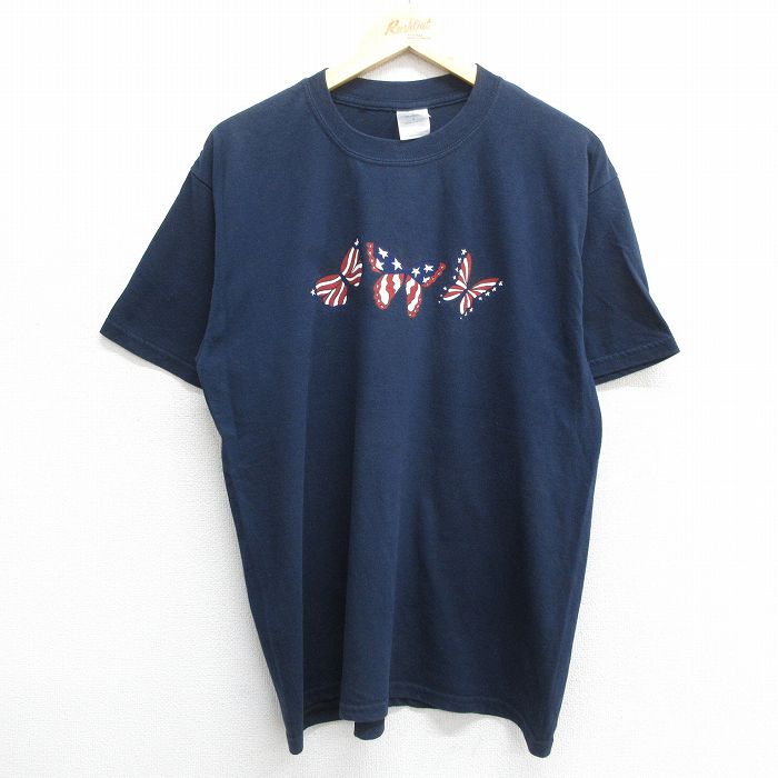 00s 半袖Tシャツ チョウ ネイビー L | 古着