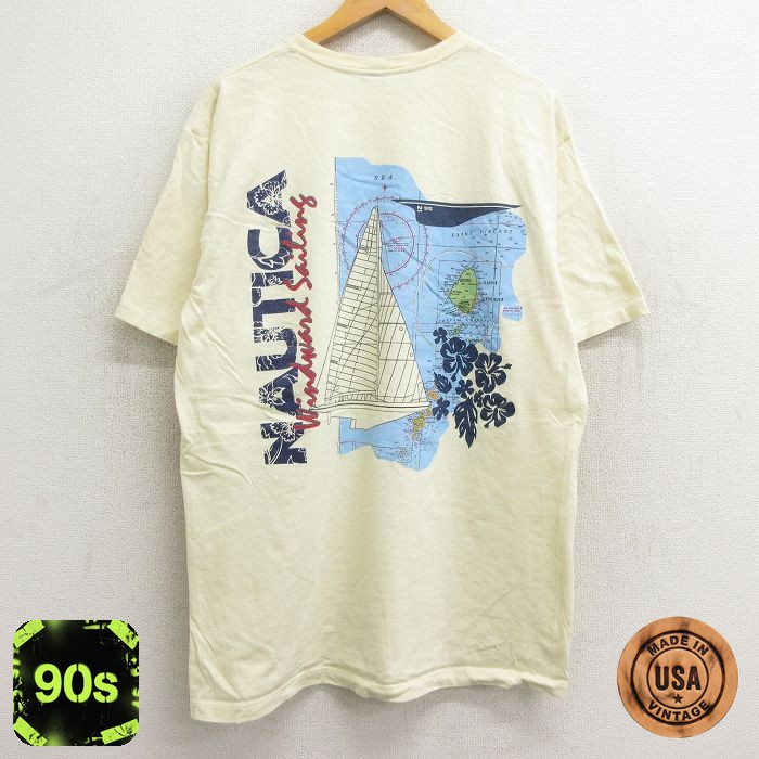 ノーティカ 90s 半袖Tシャツ ビッグロゴ イエロー L | 古着