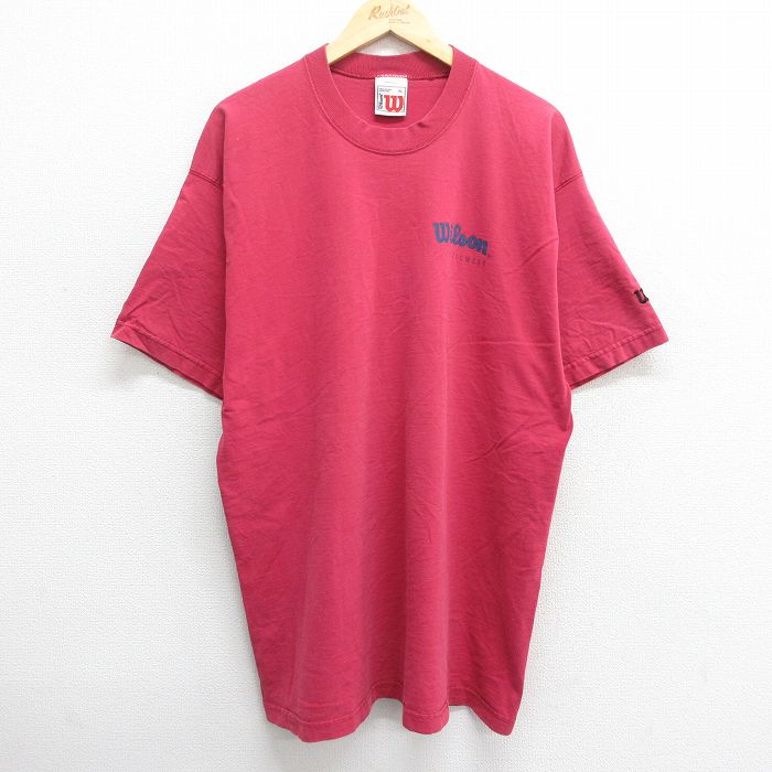 ウィルソン 90s 半袖Tシャツ ワンポイントロゴ バーガンディ XL | 古着