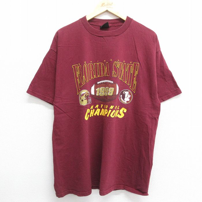 90s 半袖Tシャツ フロリダステイトセミノールズ バーガンディ XL | 古着