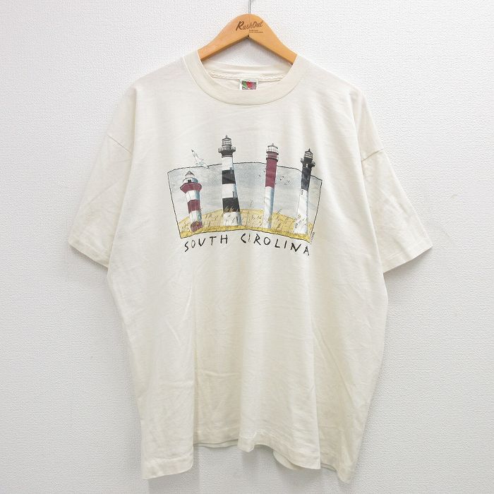 90s 半袖Tシャツ サウスカロライナ灯台 ベージュ XL | 古着
