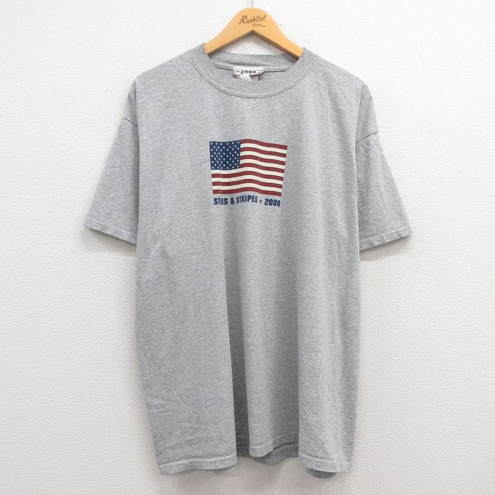 00s 半袖Tシャツ 星条旗 グレー XL | 古着