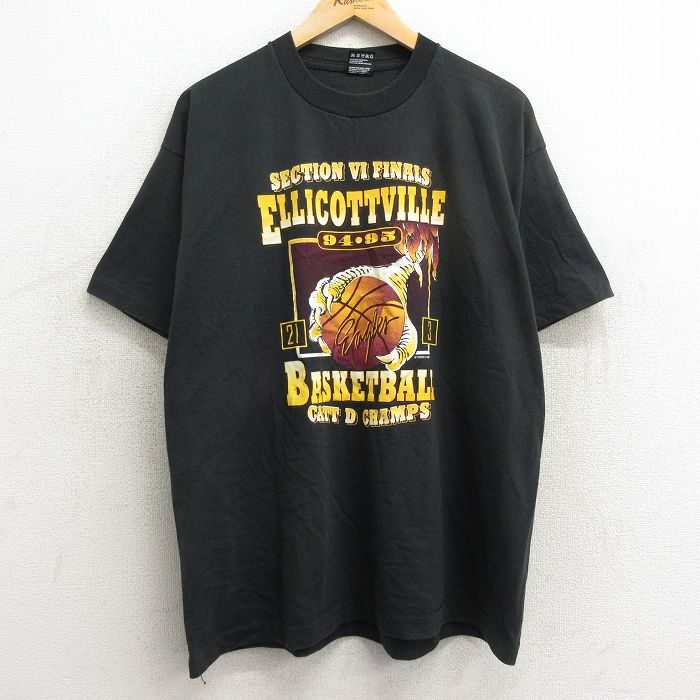 【50%OFF】フルーツオブザルーム 90s 半袖Tシャツ エリコットビルバスケットボール ブラック XL | 古着