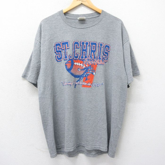 XL★古着 ジャージーズ 半袖 ビンテージ Tシャツ メンズ 00年代 00s ST CHRIS フットボール 大きいサイズ クルーネック グレー 霜降り 24apr02 中古