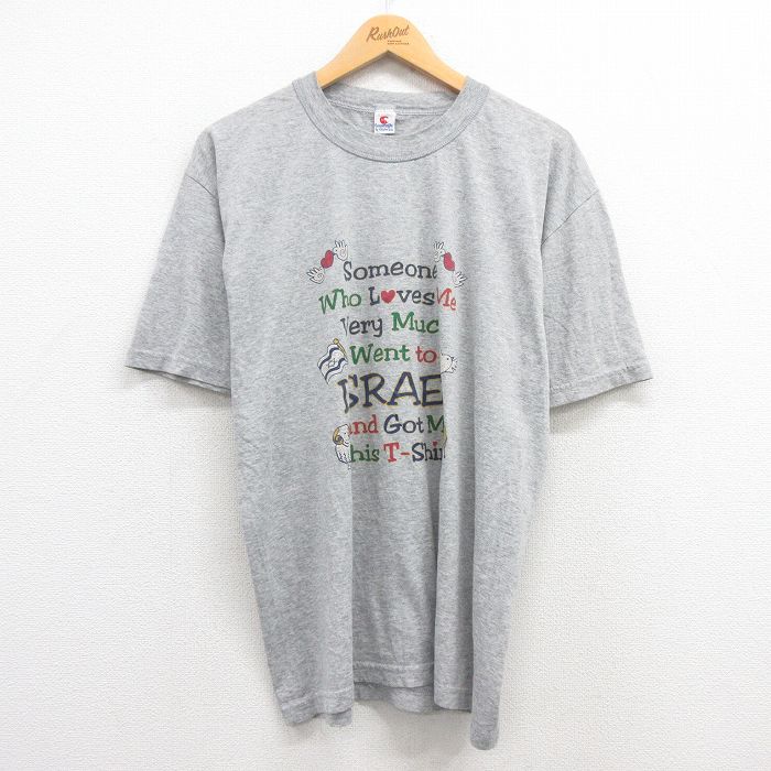 XL★古着 半袖 ビンテージ Tシャツ メンズ 00年代 00s イスラエル 鳥 クルーネック グレー 霜降り 【spe】 24apr02 中古