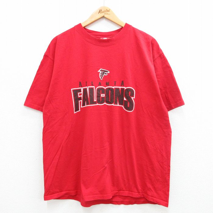 XL★古着 半袖 ビンテージ Tシャツ メンズ 00年代 00s NFL アトランタファルコンズ 大きいサイズ コットン クルーネック 赤 レッド アメフト スーパーボウル 24apr02 中古