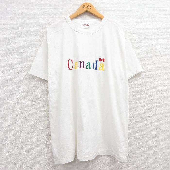 90s 半袖Tシャツ 刺繍 ホワイト XL | 古着