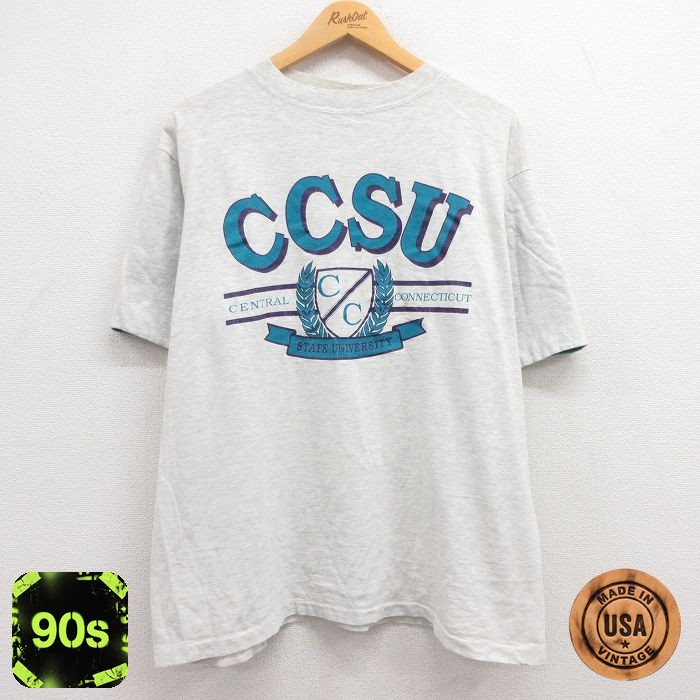 MVスポーツ 90s 半袖Tシャツ CCSU グレー霜降り XL | 古着