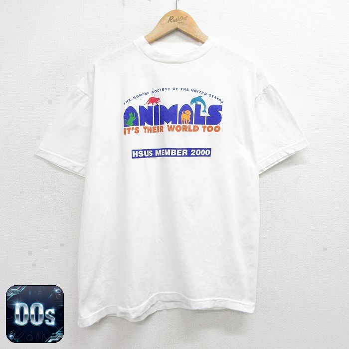 00s 半袖Tシャツ アニマル ホワイト L | 古着