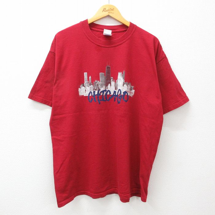 00s 半袖Tシャツ シカゴビル レッド XL | 古着