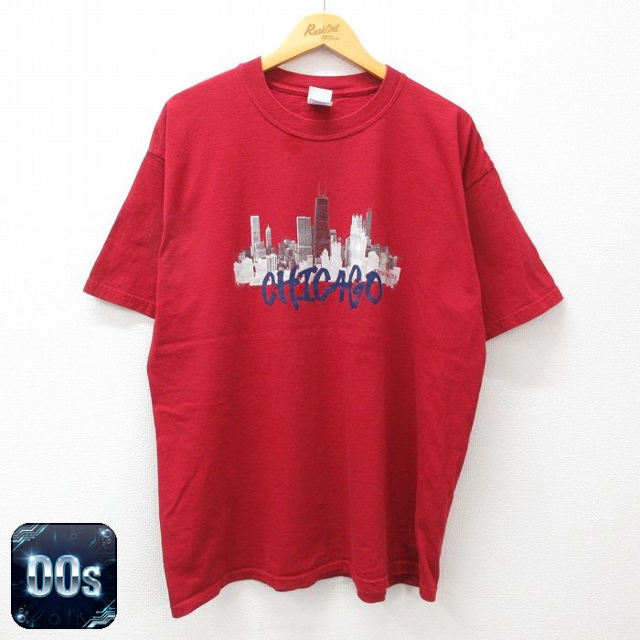 00s 半袖Tシャツ シカゴビル レッド XL | 古着