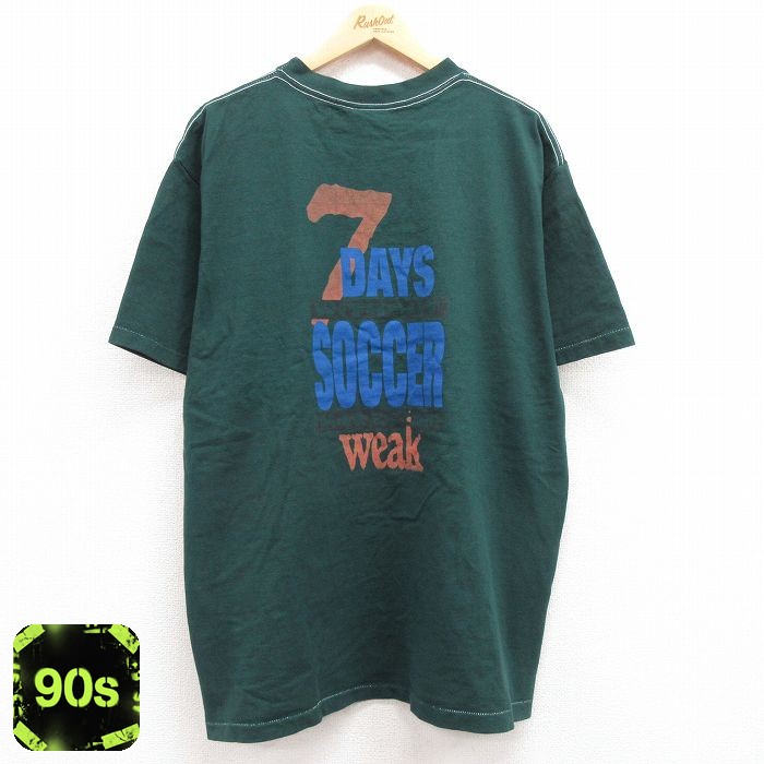 90s 半袖Tシャツ サッカー グリーン XL | 古着