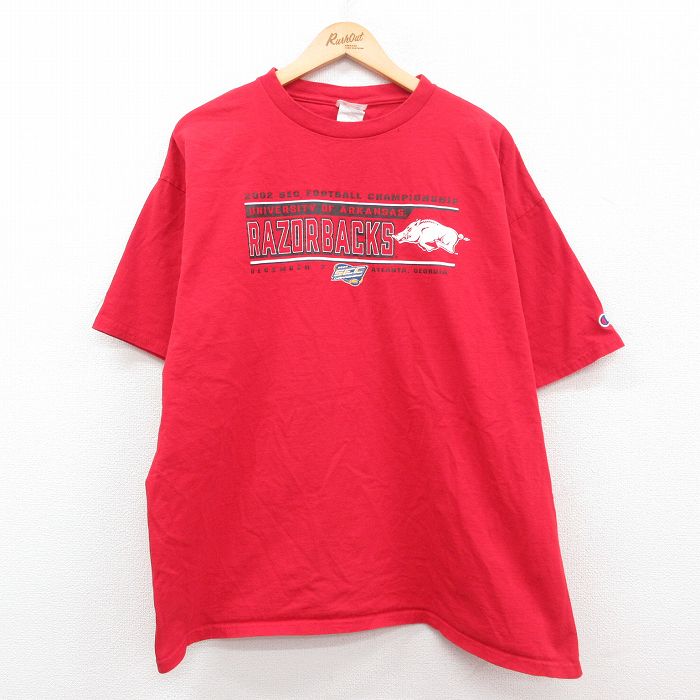 【50%OFF】チャンピオン 00s 半袖Tシャツ アーカンソー大学 レッド XL | 古着