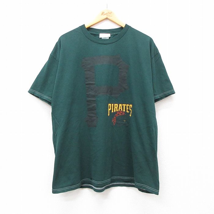 XL★古着 アディダス adidas 半袖 ビンテージ Tシャツ メンズ 00年代 00s パイレーツ 大きいサイズ コットン クルーネック 緑 グリーン 24apr10 中古