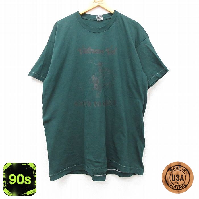 【50%OFF】フルーツオブザルーム 90s 半袖Tシャツ ヘリコプター グリーン XL | 古着