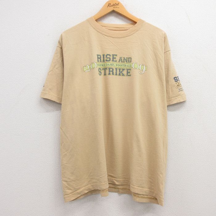 アディダス 00s 半袖Tシャツ ノートルダムアメフト カーキ XL | 古着