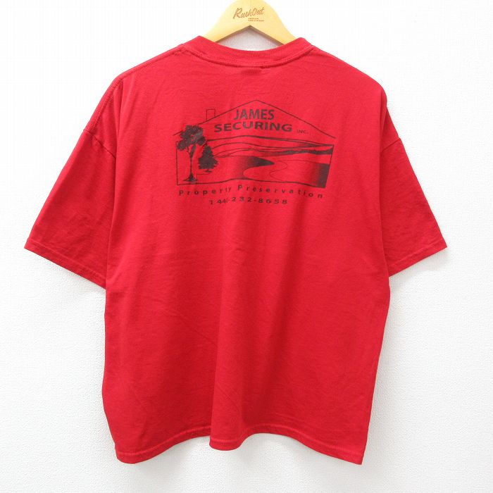 XL★古着 ジャージーズ 半袖 ビンテージ Tシャツ メンズ 00年代 00s 木 大きいサイズ クルーネック 赤 レッド 24apr11 中古
