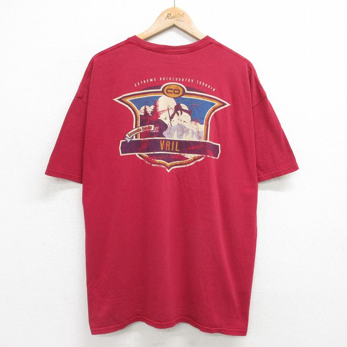 00s 半袖Tシャツ スキー バーガンディ XL | 古着