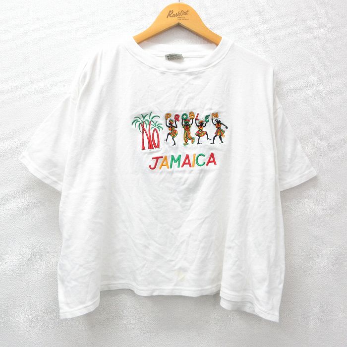 00s 半袖Tシャツ ジャマイカ刺繍 ホワイト XL | 古着