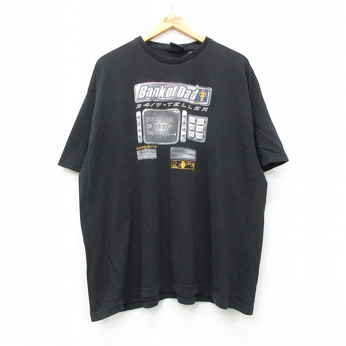XL★古着 半袖 ビンテージ Tシャツ メンズ 00年代 00s 銀行 大きいサイズ コットン クルーネック 黒 ブラック 24apr13 中古