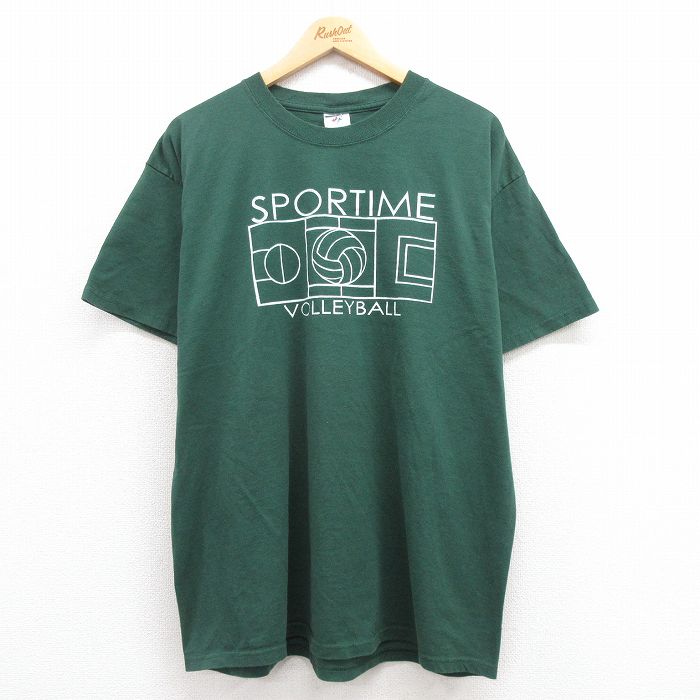 XL★古着 ジャージーズ 半袖 ビンテージ Tシャツ メンズ 00年代 00s バレーボール クルーネック 緑 グリーン 24apr15 中古