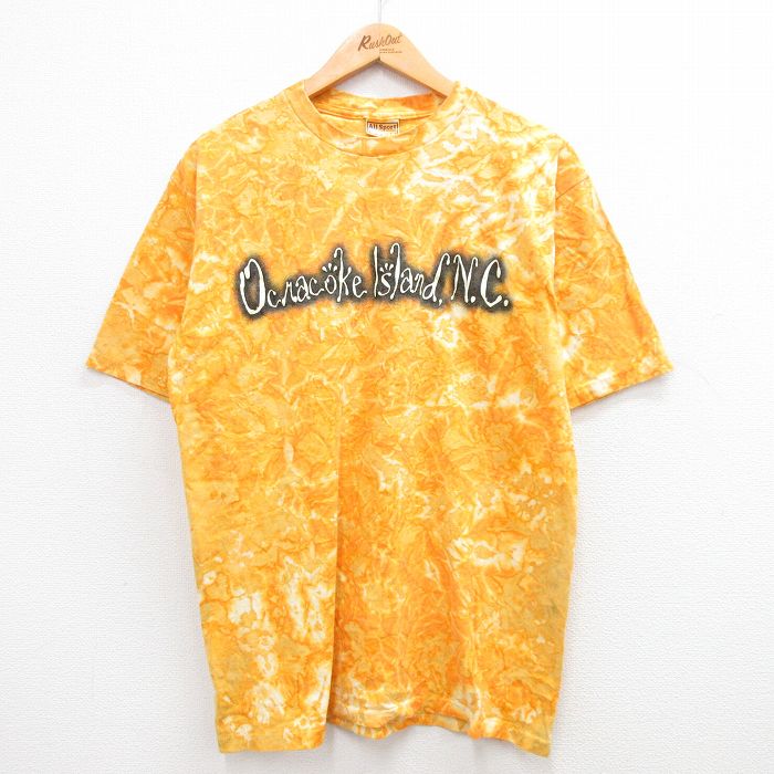 L★古着 All Sports 半袖 ビンテージ Tシャツ メンズ 00年代 00s Island N.C. コットン クルーネック オレンジ他 タイダイ 24apr15 中古