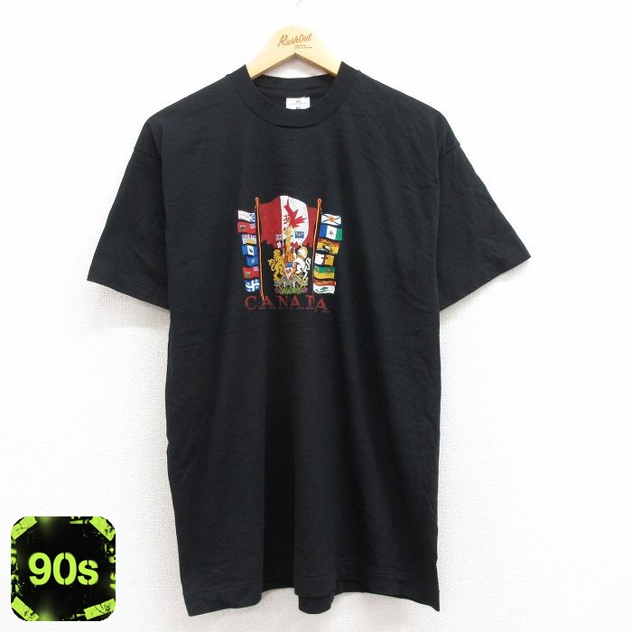 90s 半袖Tシャツ 国旗 ブラック L | 古着