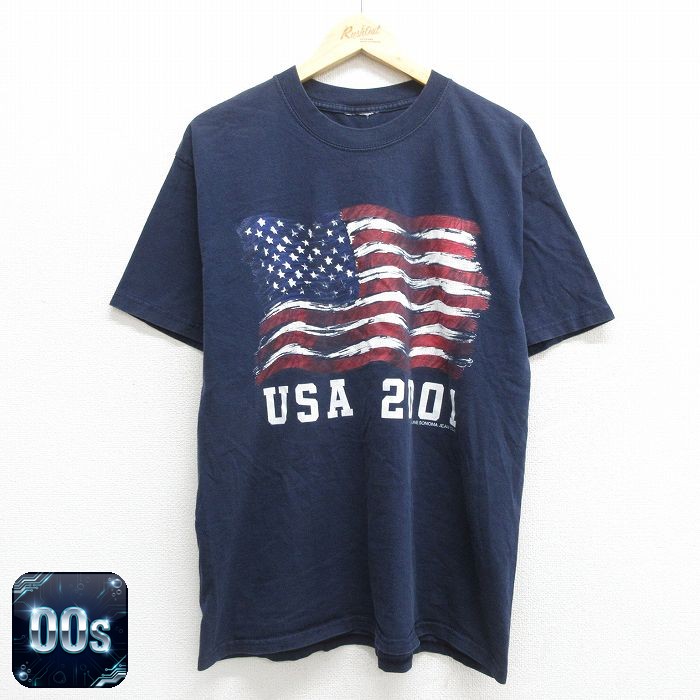 00s 半袖Tシャツ 星条旗 ネイビー L | 古着