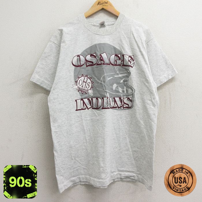 フルーツオブザルーム 90s 半袖Tシャツ オーセージインディアンス グレー XL | 古着