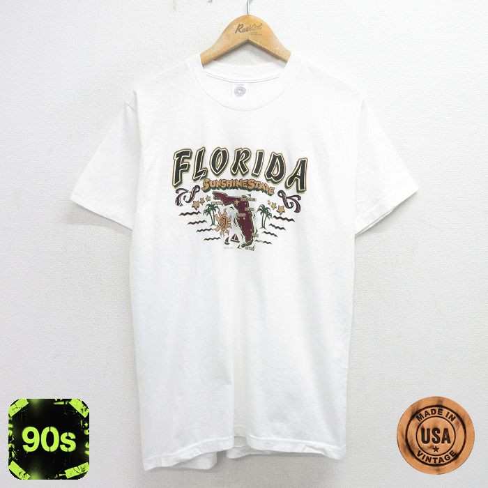 90s 半袖Tシャツ フロリダ地図 ホワイト L | 古着
