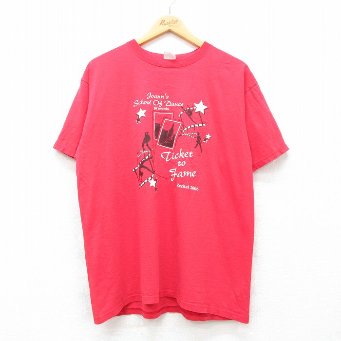 L★古着 半袖 ビンテージ Tシャツ メンズ 00年代 00s ダンススクール コットン クルーネック 赤 レッド 24apr17 中古