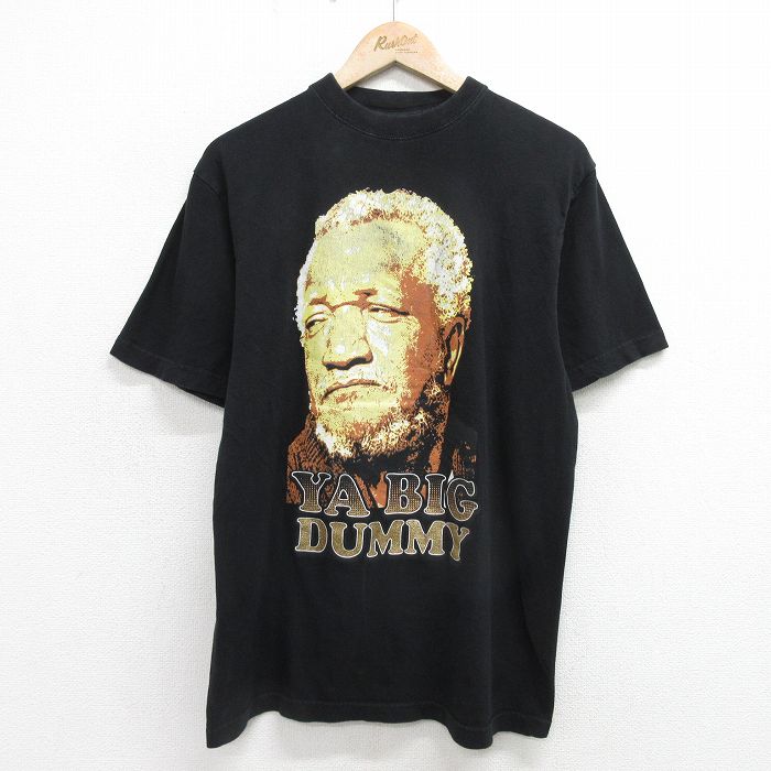 L★古着 半袖 ビンテージ Tシャツ メンズ 00年代 00s YA BIG DUMMY コットン クルーネック 黒 ブラック 24apr16 中古