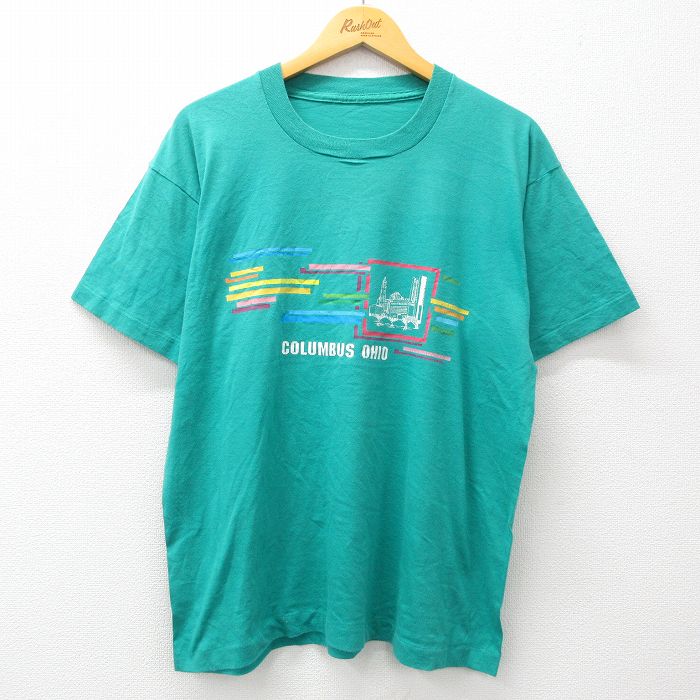 90s 半袖Tシャツ コロンブス オハイオ ビル ライトブルー XL | 古着